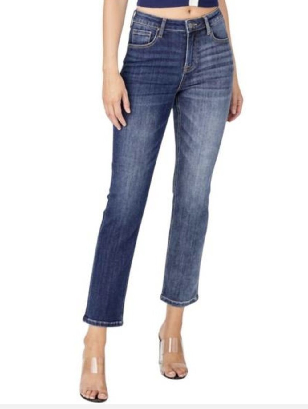RISEN Plus Size High Rise Straight Leg Jeans In Blue Womens Size 1X